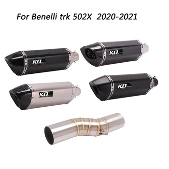 Slip On Motorcycle Mid Link Tube And 51mm Tail Pipe Stainless Steel Exhaust System For Benelli Trk 502X 2020-2021