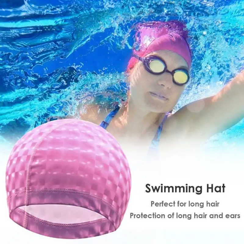 Плавающий ming cap PU водонепроницаемый защитный уши длинные волосы мужчины женщины плавательный бассейн шляпа