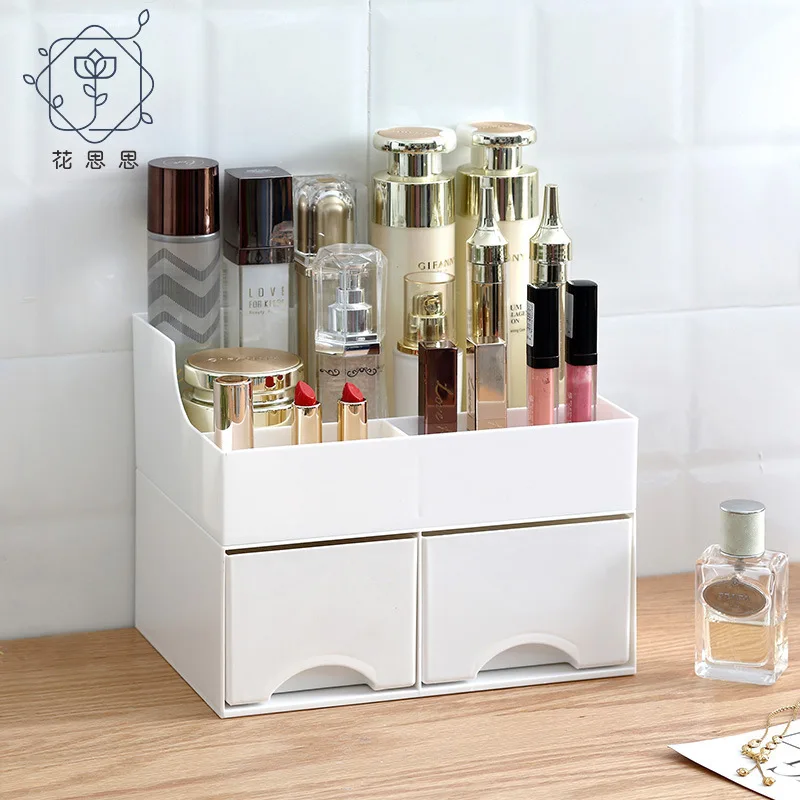 

Cosmetic Storage Box Drawer Multi-functional Double Layer Desktop Skincare Lipstick Jewelry Organizing Box Dressing Box