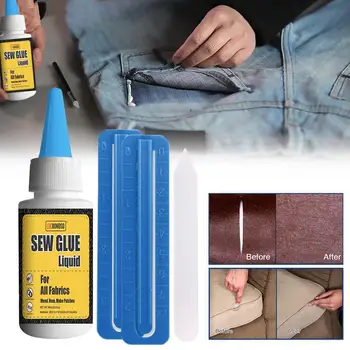 

60ml Liquid Adhesive Glue Sewing Glue Repair Kit Sew Glue Leather Liquid Textile Repair Adhesive for Leather Textile Repair Hot