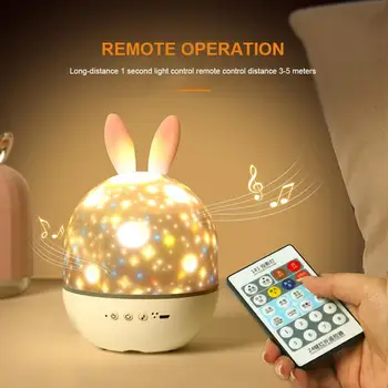 

Night Lamp With Music Box Projector 360 Rotating Starry Sky Projector Projection Lamp For Children's Bedroom Kindergarten