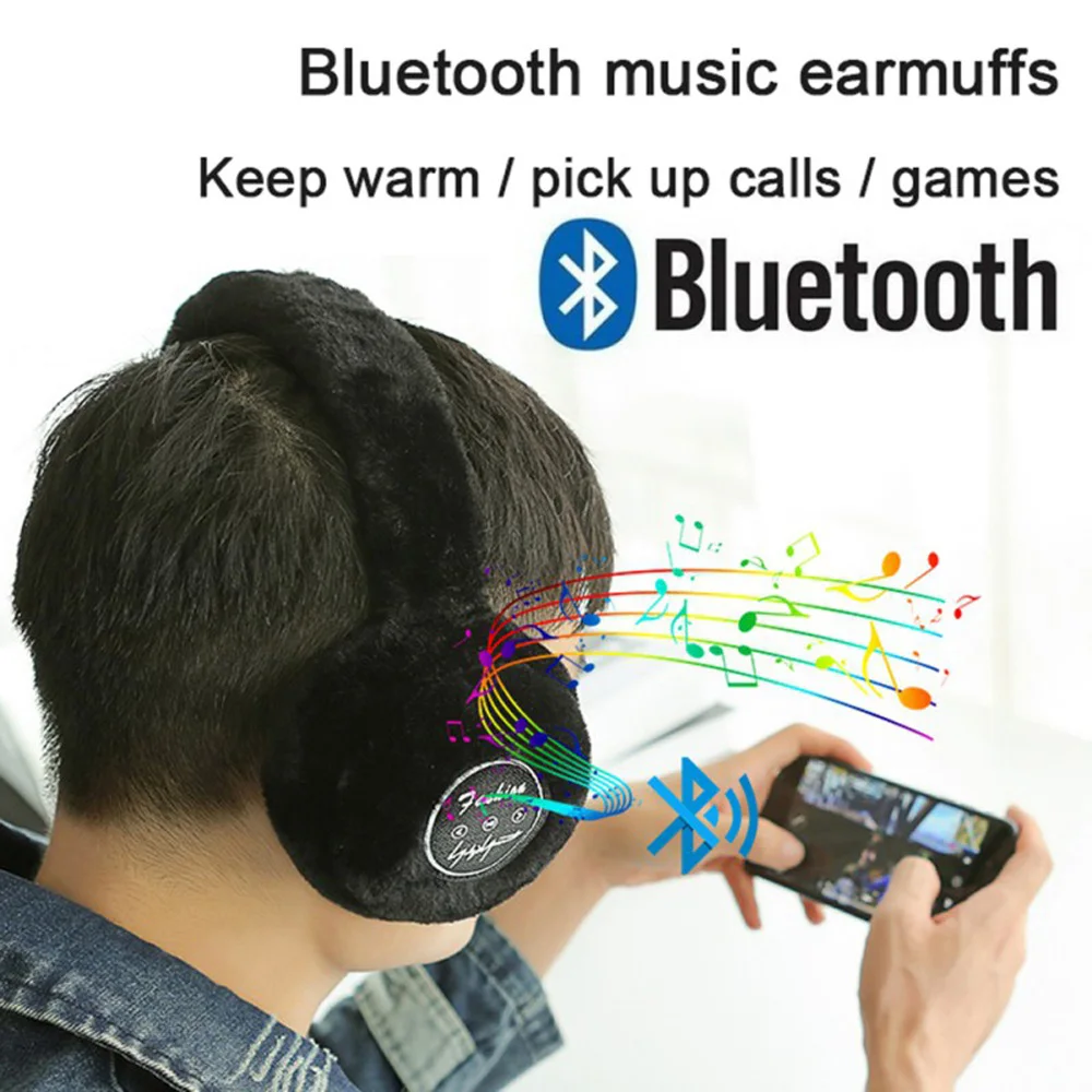 New Keep Warm Wireless Bluetooth Headphones With Microphone Music Stereo Earphone Winter Earmuffs Headset For Women Kids Gift