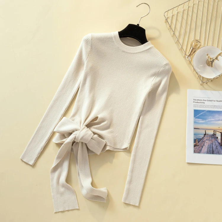 Colorfaith Новинка осень зима женские свитера ассиметричный лук o-образным вырезом трикотажные топы Модный корейский стиль дамы SW8872