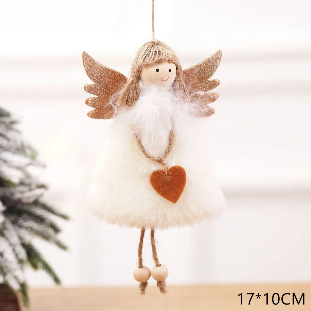 A1-White heart angel Новогодний подарок последние рождественские милые шелковые плюшевые куклы-Ангелы Рождественская елка кулон Noel Рождественское украшение для дома Deco - Цвет: A1-White heart angel