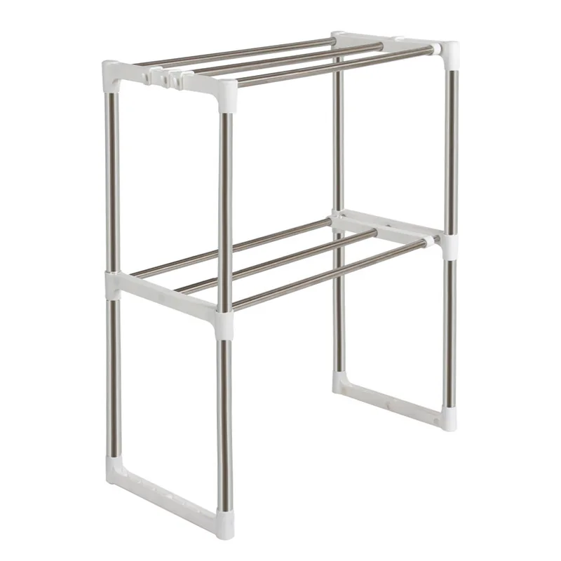 

Adjustable Steel Microwave Oven Shelf Detachable Rack Kitchen Tableware Shelves Home Bathroom Storage Rack Holder