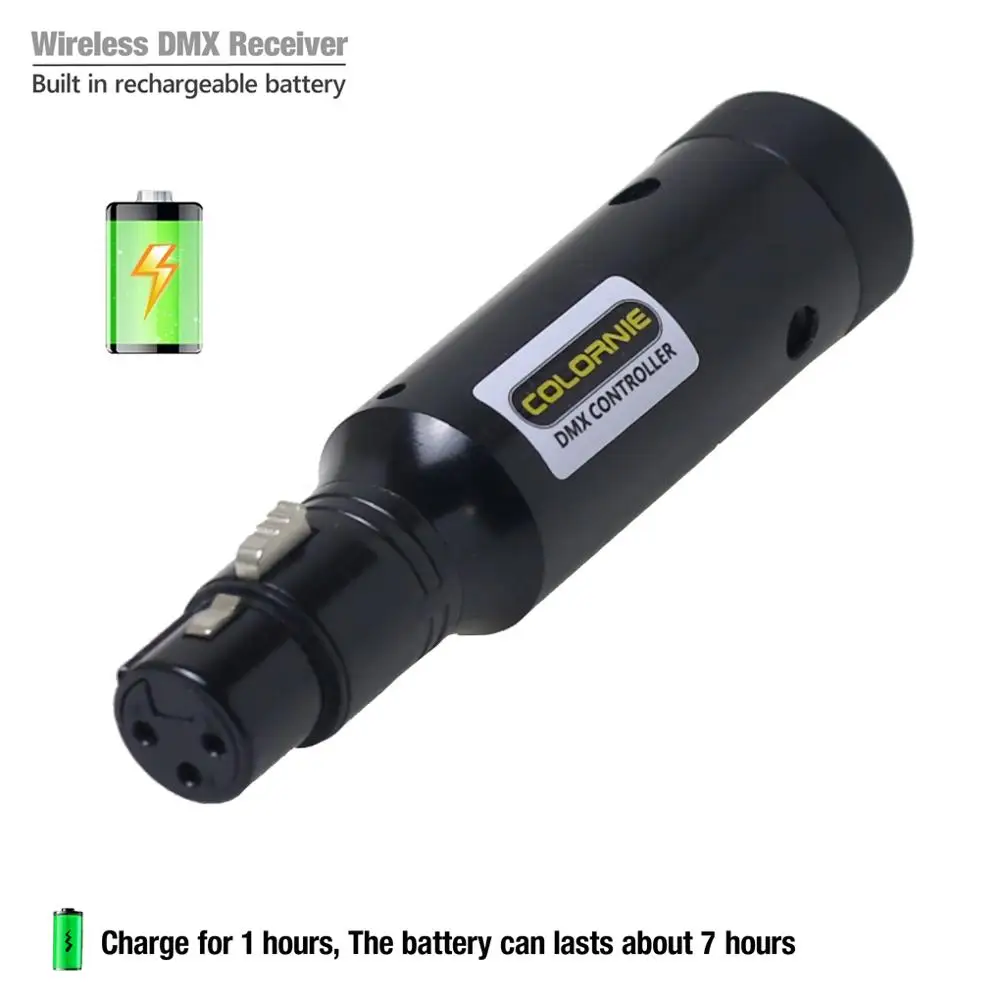 Recharge Battery Receiver 2.4G Wireless DMX512 Controller XLR Transmitter for Disco DJ Party Bar Light