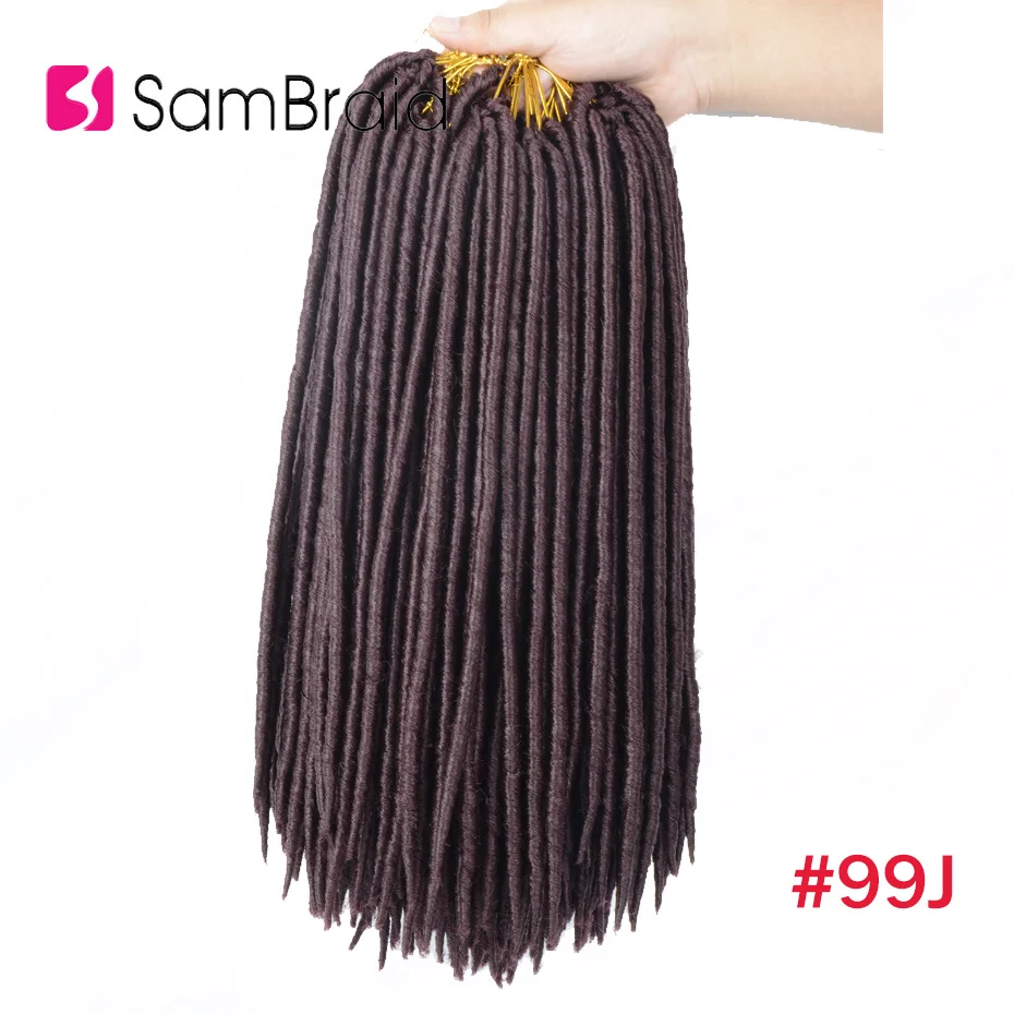 SAMBRAID крючком оплетка Faux locs синтетические волосы для наращивания оплетка 18 дюймов крючком волосы Омбре Brading волосы 20 прядей/упаковка - Цвет: # 99J