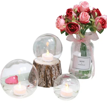 

Round Small Glass Table Personalized Candle Holder Mercury Glass Tealights Candlesticks Romantic Wedding Decoration Salon II50ZT