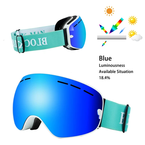 Blue WEST BIKING лыжные очки, зимние очки для сноуборда, двухслойные очки с защитой от ультрафиолета, противотуманные очки для катания на коньках, лыжах, очки для мужчин - Цвет: Blue