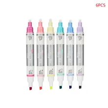 New 6pcs Double Head Erasable Highlighter Pen Marker Liquid Chalk Fluorescent Pencil qyh