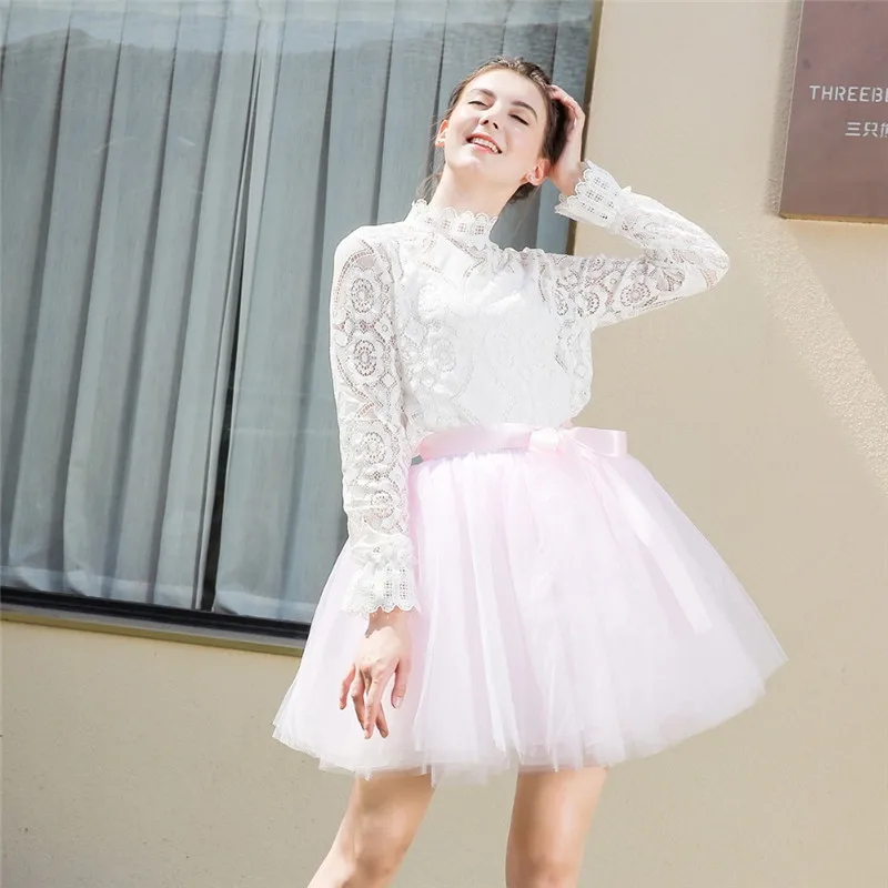 7Layered 50cm Tulle Skirts Womens 26 Colors Adult Tulle Skirt Elastic High Waist Pleated Midi Skirt Fashion Wedding Jupe