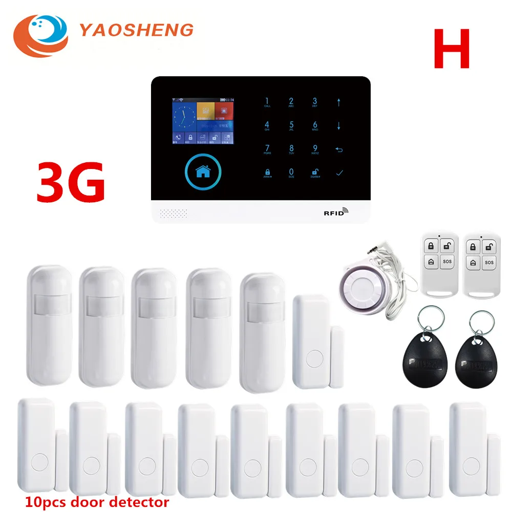 Продажа 3g IOS Android APP дистанционное управление GPRS RFID карты беспроводной Wi Fi дома Бизнес Охранная сигнализация с детектором сигнализации
