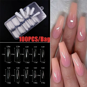 

Hot sale 100pcs/set Long Ballerina False Nail Art Tips Acrylic Nails Manicure Supplies