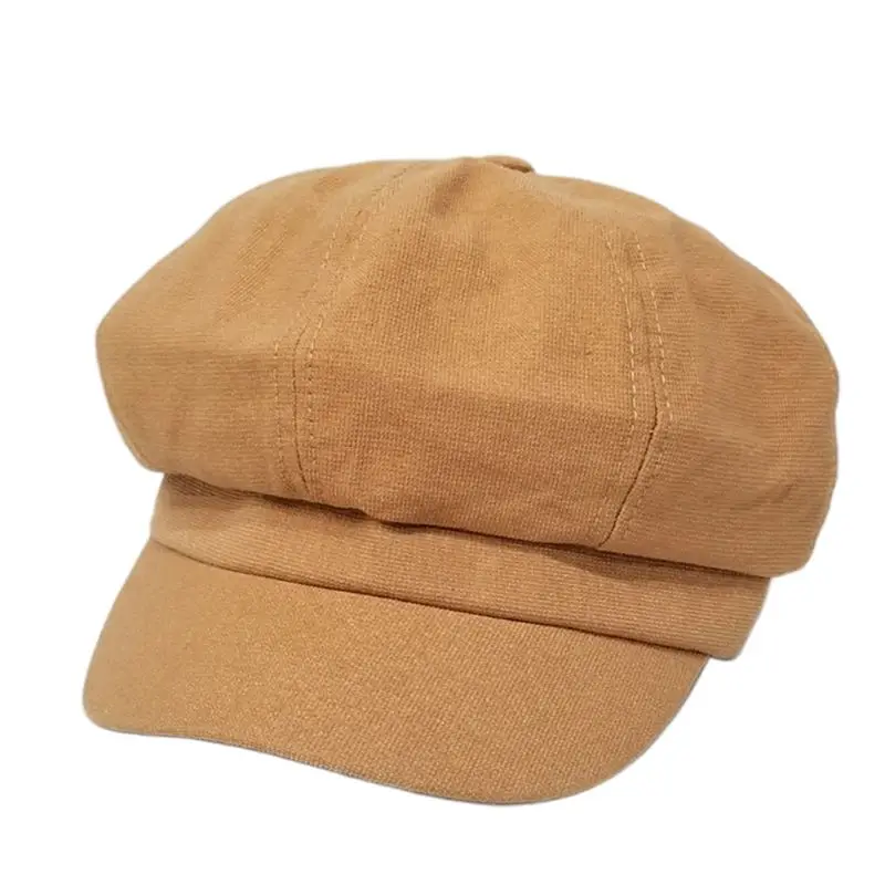 Хаки Korean Women Girl Vintage Visor Beret Hat Bright Solid Color Letters Embroidery Octagonal Newsboy Artist Painter Flat Peaked Hat - Цвет: Хаки