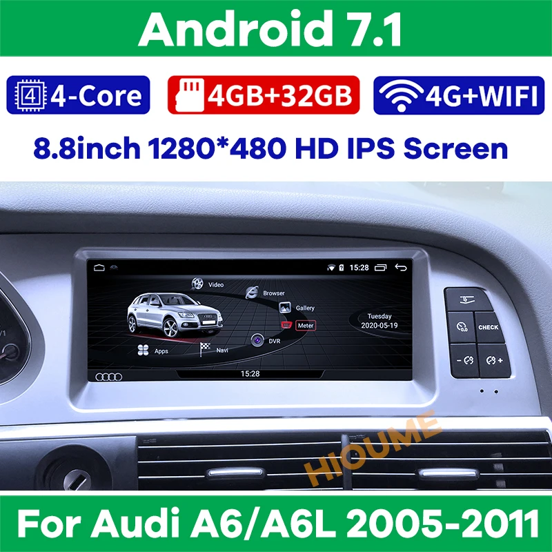 Android 7 1 Автомобильный DVD Радио мультимедийный плеер GPS навигация для Audi A6/A6L 2005-2011 4 +