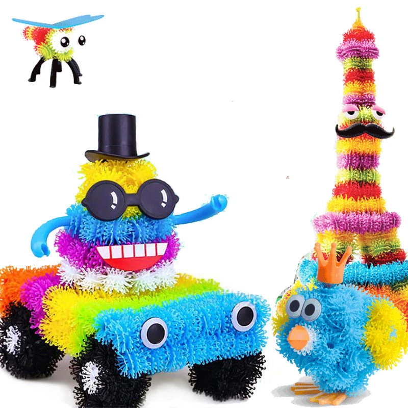 

400pcsBoxed Double Hook Puff Ball Assemble Toy DIY 3D Puzzle for Kids Child Educational Creative Model Gift Squeezed Puzzle Toy