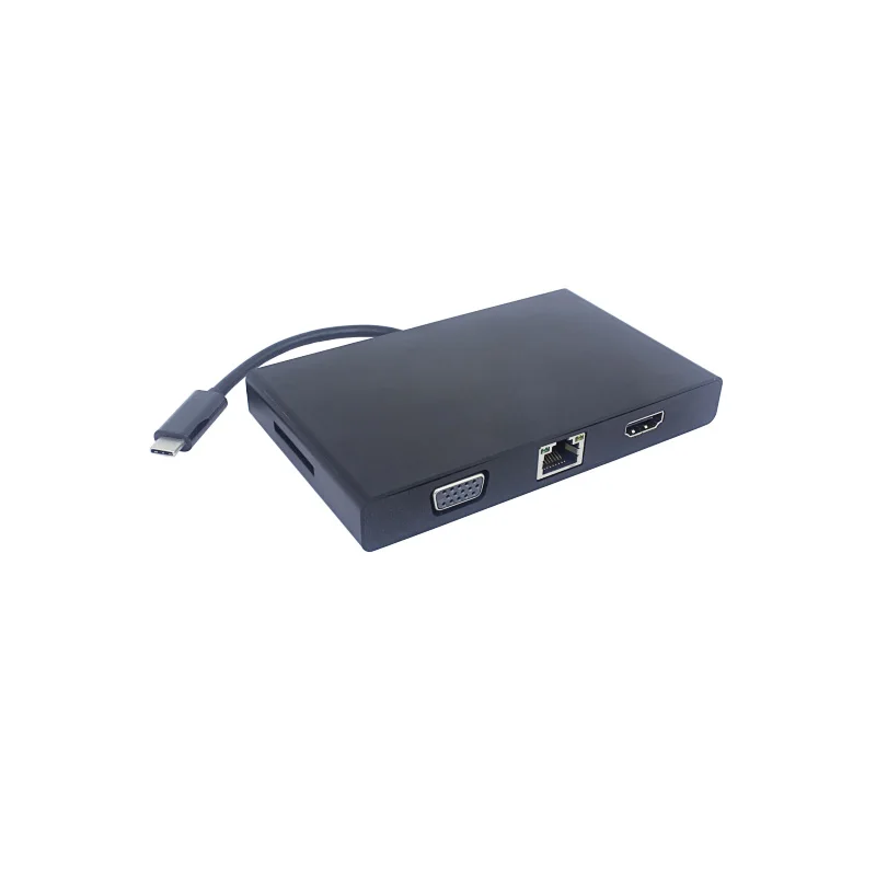 

TYPE-C TO VGA+HDMI+USB3.0*2+SD card+Audio+RJ45+PD Docking