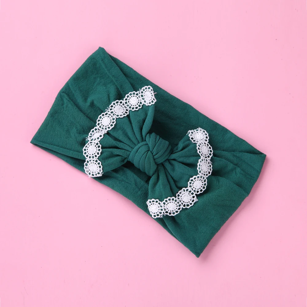 

Kid Lace Bow Knot Headband Lace Brim Knitted Solid Cotton Child Girls Hair Band Turban Headband Cute Style Headwear Kids bandeau