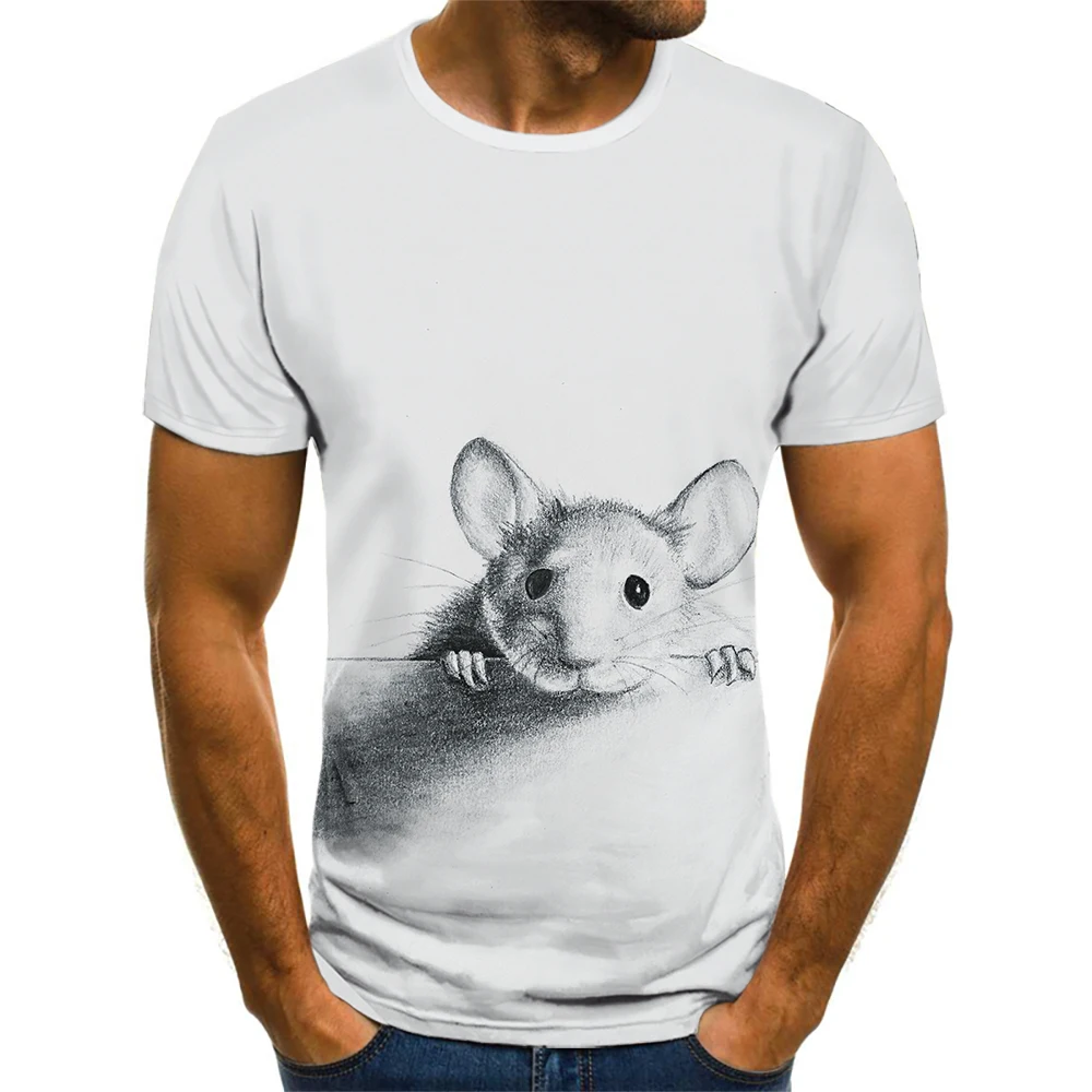 2021 New Animal 3D Sketch Cute Cartoon Print Short Sleeve Summer Leisure Youth Vitality Fashion Top Design T-Shirt | Мужская одежда