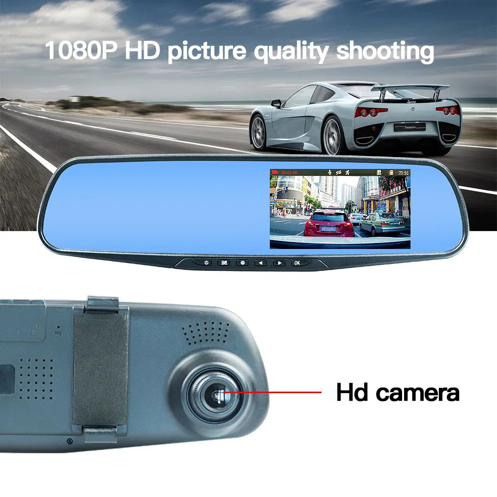 Умное зеркало заднего вида Full HD 1080p двойной объектив ночного видения Автомобильный видеорегестратор регистратор видеорегистратор Автоматический Фиксатор g-сенсор