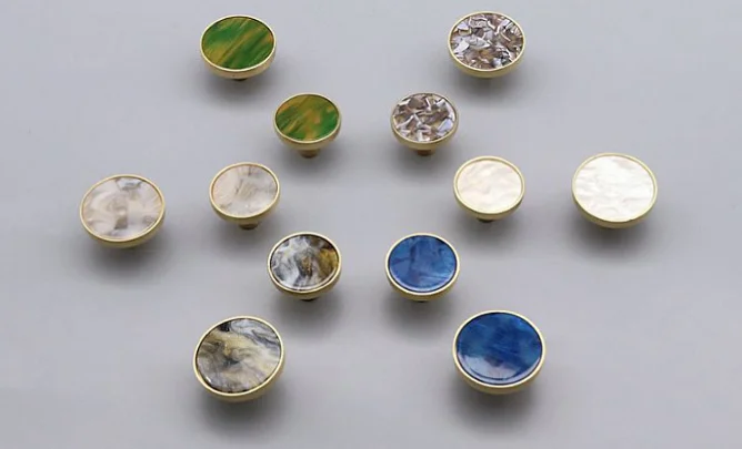 IYRound  Marble pattern brass cabinet pullsKitchen Drawer (3)