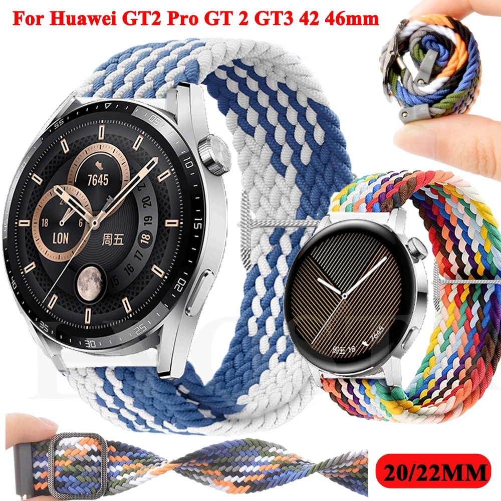 

20 22mm Smart Watch Straps Braided Solo Loop For Huawei Watch GT 2 GT2 Pro Replacement Watchbands GT 3 GT3 42 46mm Honor GS Pro