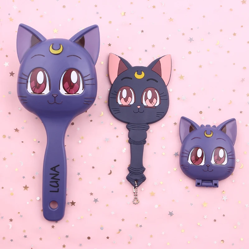 

Japanese Anime Sailor Moon Luna Cosplay Costumes Props Fashion Big Comb Cute Cat Hairbrush Cosmetic Makeup Mirror