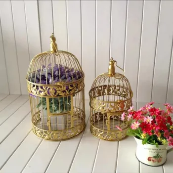 

Golden Iron Decorative Birdcage Window Decoration Black Mini Bird Cage Photographic Prop Wedding Bird Cage Floral Bird Cage