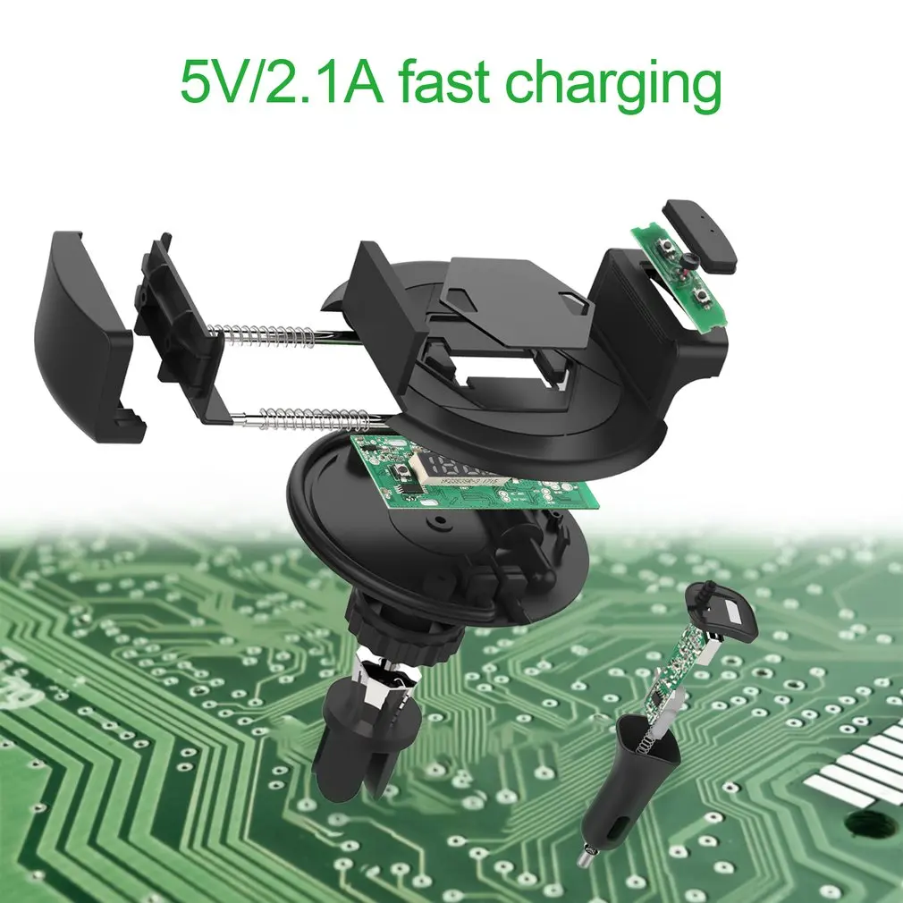 LESHP 5V/2.1A Fast Charging Hands Free Built-in Microphone Multi Function Auto FM Transmitter For Phone 2.1-3.2Inch