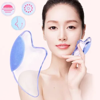 

Facial Lifting Roller Cleansing Brush Silicone Cleaner with Guasha Board Scraping Plate Remove Acne Skin Massager Tools