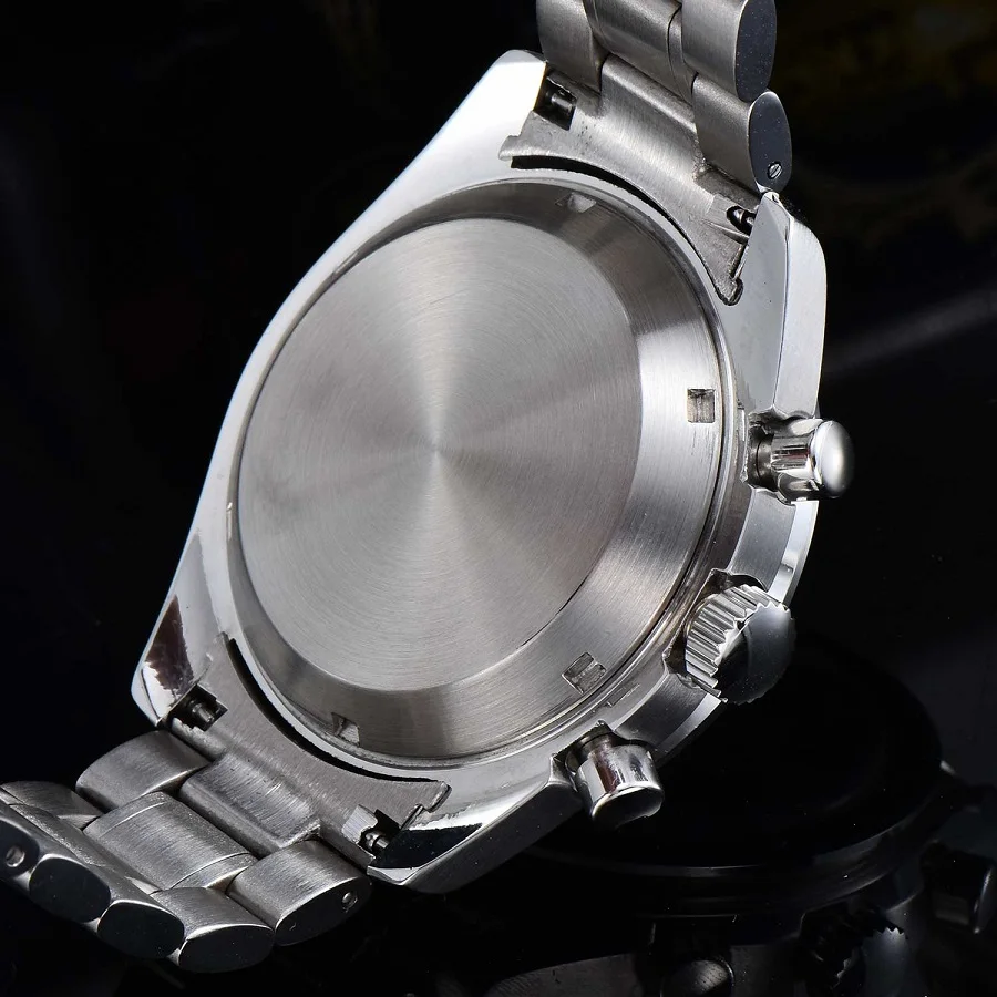 Хронограф 42 мм светящиеся часы для мужчин Япония miyota Move Мужские t кварцевые Дата стальной Ремешок Браслет черный ободок водонепроницаемые часы 01