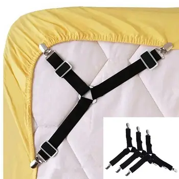 

4PCS Stainless Steel Adjustable Elastic Bed Sheet Fasteners Sofa Cover Mattress Cover Corner Holder Clip Fasteners Clothes Pegs