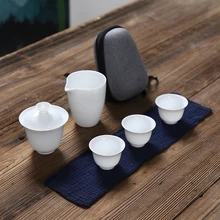 Белый керамический чайник gaiwan с 3 чашками 4 чашками gaiwan чайные наборы портативный чайный набор для Путешествия Посуда для напитков