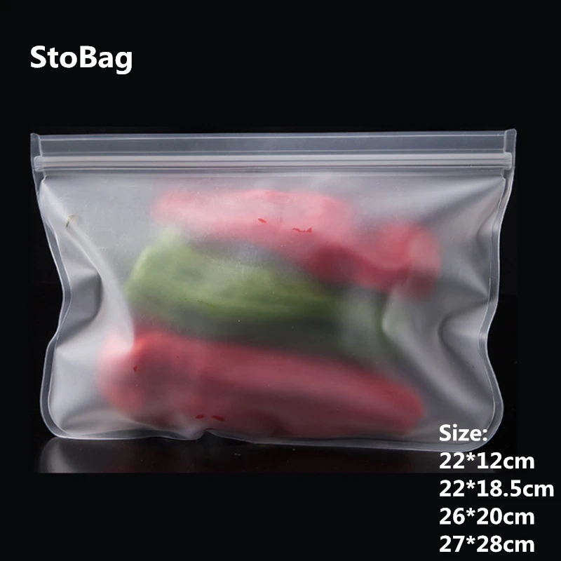 Кухонные овощные пакеты StoBag 10 шт. 50 прозрачных пластиковых пакетов на молнии