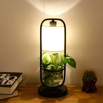 

American plant potted bar, study, bedroom, bedside lamp, dining room, individuality green lotus table lamp