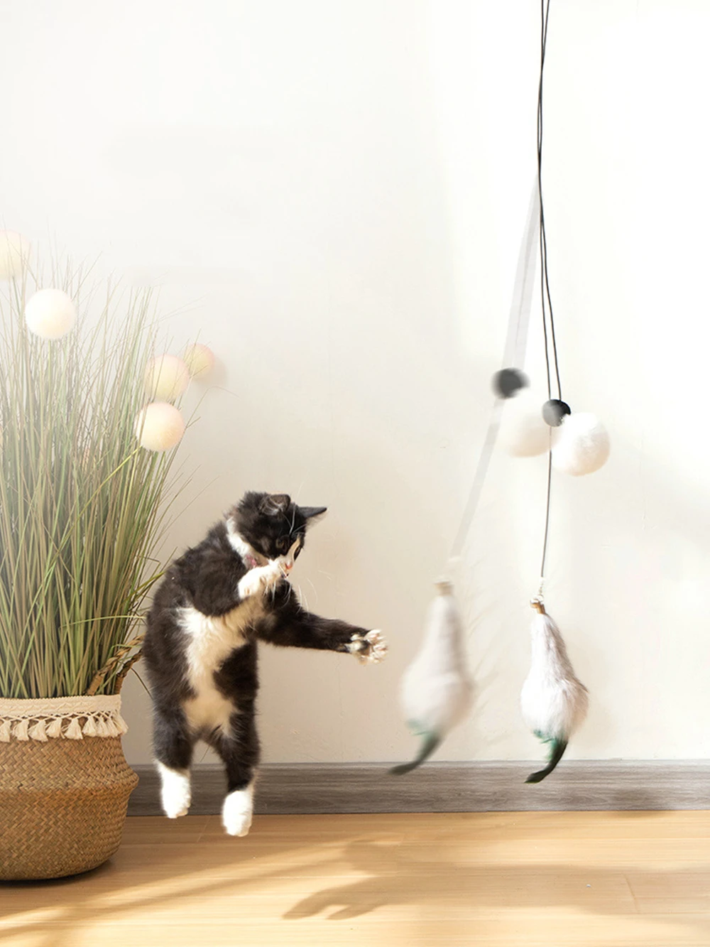 Simulation Bird Cat Toy Adjustable Length Hanging Door Type Double Head Cat Scratch Rope Funny Interactive Cats Toy