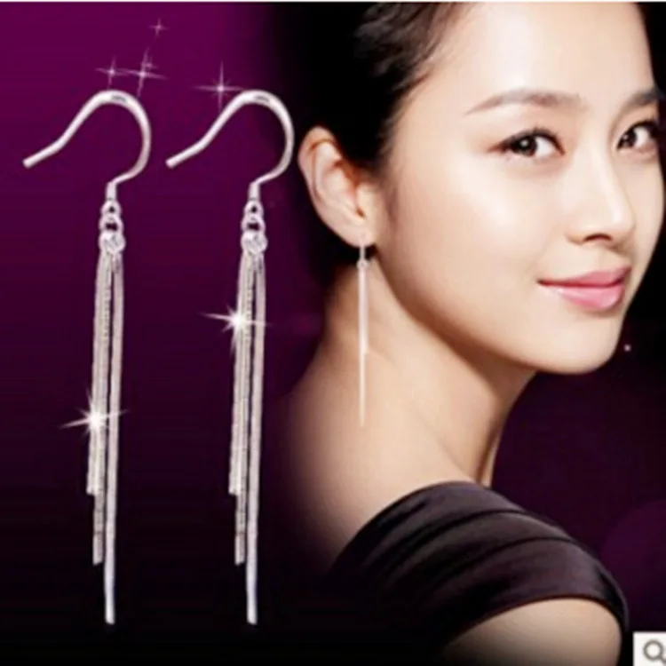Earrings Super Long Three-line Exaggerated Tassel Korean Fashion Temperament Elegant Charm Jewelry Wholesale | Украшения и