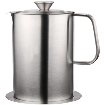

Stainless Steel Oil Filter Pot Large-Capacity Filter Anti-Leak Oil Pot Household Oil Pouring Bottle Oil Filter (1000 Ml)