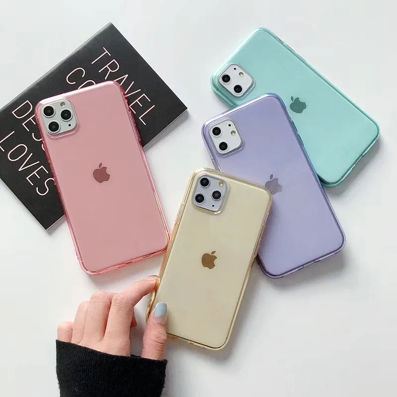 

Moskado Clear Solid Candy Color Phone Case For iPhone 11 Pro X XR XS Max 6 6s 7 8 Plus Transparent Soft TPU Silicone Back Cover