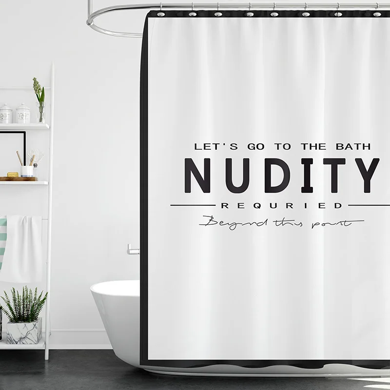 Shower Curtain Waterproof Mould Proof Thick Hanging Curtain No Perforation Toilet Bath Shower