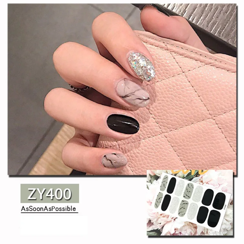 Наклейки для ногтей украшения для ногтей наклейки на ногти из фольги Nailart водонепроницаемые наклейки для ногтей s тату маникюр косметика для женщин - Цвет: ZY400