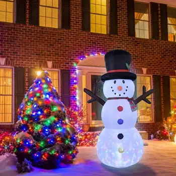 

240cm New Year Lighting Snowman Dolls Christmas Inflatable Snowman Cute Illuminated Decoration Santa Claus Doll Set