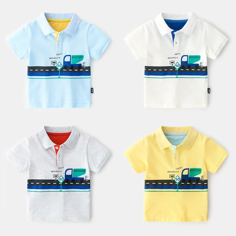 

Hot 2-7yrs Baby boys polo top Shirt Summer brand Clothes Children Clothing Kids Cotton Polo Shirts High Quality Cartoon Shirts