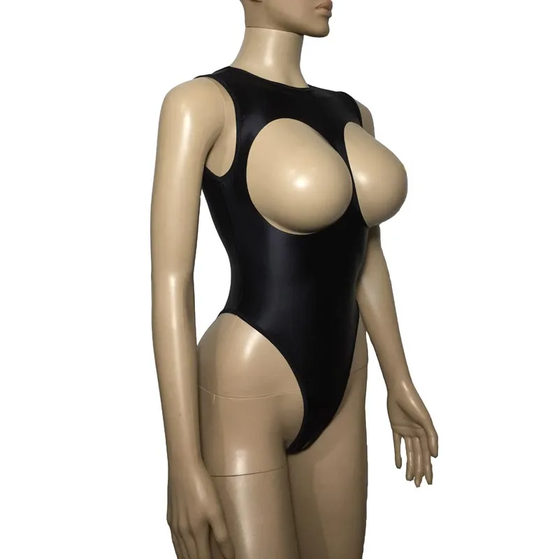 Sexy Shiny Spandex Cupless Crotchless Teddy Thong Leotard Open Breast Bodysuit Lingerie Jananese Style Erotic Swimwear women underwear sexy lingerie women swimsuit