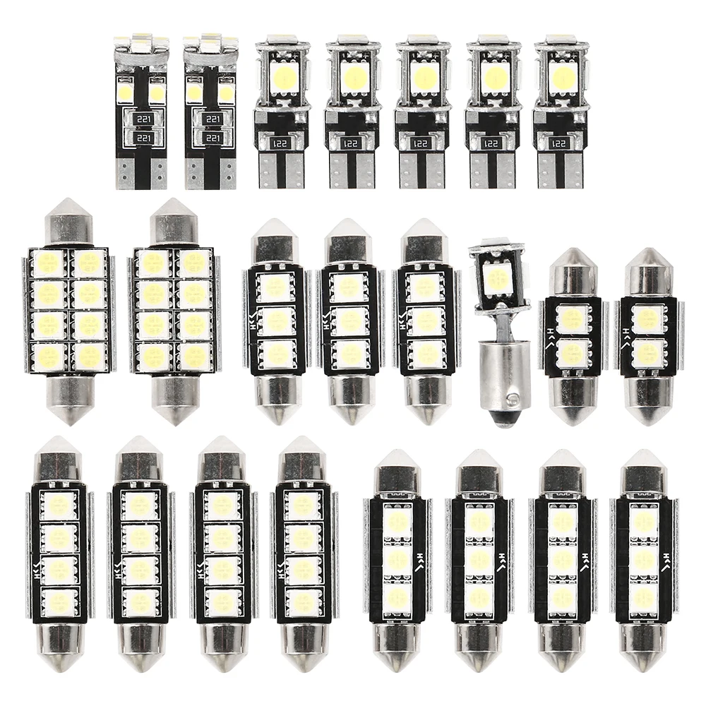 

3W 23pcs Car Interior White LED Light Bulb Dome Trunk Door Replacement Lamp Kit For 194 T10 W5W 31MM C5W