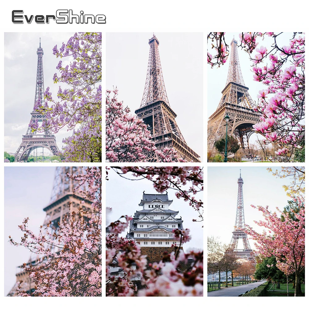 Evershine 5D алмазная вышивка Эйфелева башня DIY Алмазная мозаика Живопись декорации