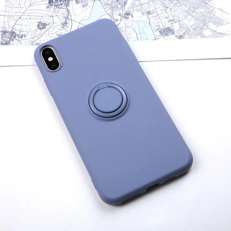 Gray Мягкий силиконовый чехол, чехол для iPhone 7, 8, 6, 6S Plus, X, XS, S, 11 Pro, Max, XR, подставка для телефона, кольцо-держатель, противоударный защитный чехол для iPhone7 On - Цвет: Gray