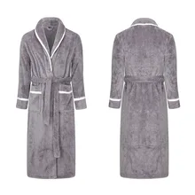 Ночное платье для женщин и мужчин, халат, хлопковый Халат, женский зимний удлиненный коралловый плюшевый халат, халат с длинными рукавами