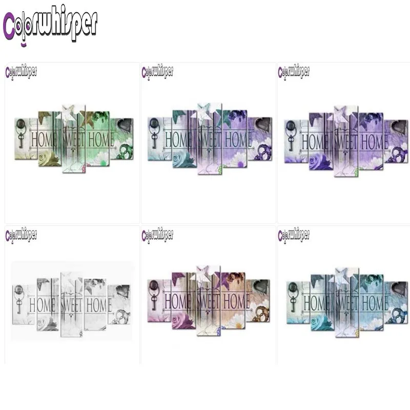 

5PCS Diamond Painting Full Square/Round Drill 5D Home Sweet Daimond Painting 3D Embroidery Cross Stitch Crystal Wall Art Z324