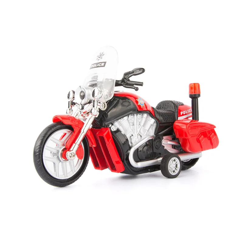 1:16 Diecast Motorcycle Model Simulation Sound Light Pull Back Men Racing Police Car Models Kids Toys Motorcycle Collection Gift